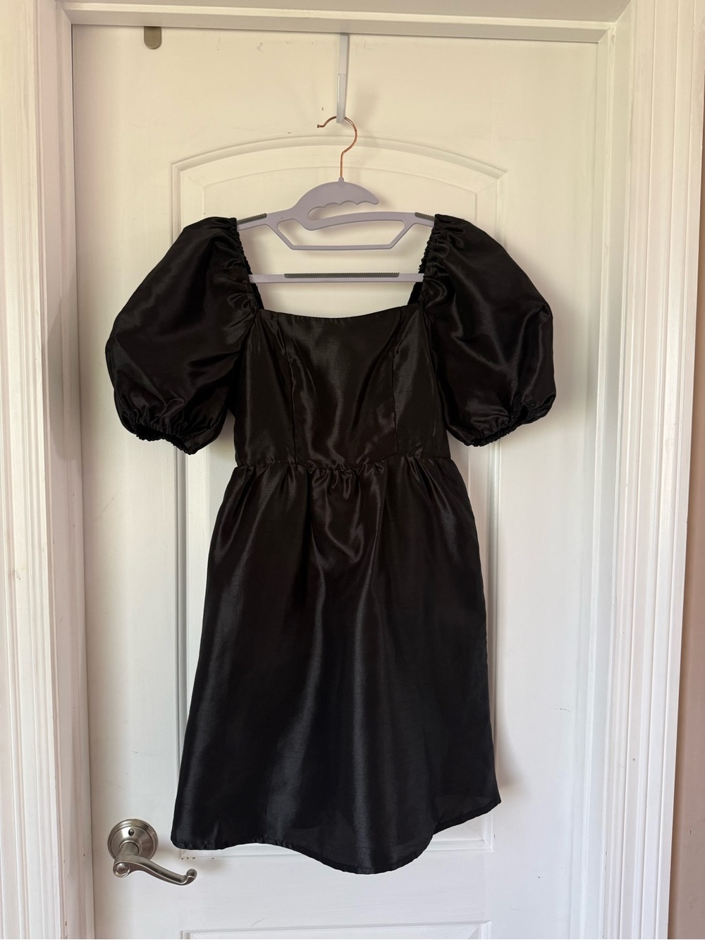 Copper Key Black Puff-Sleeve Mini Dress